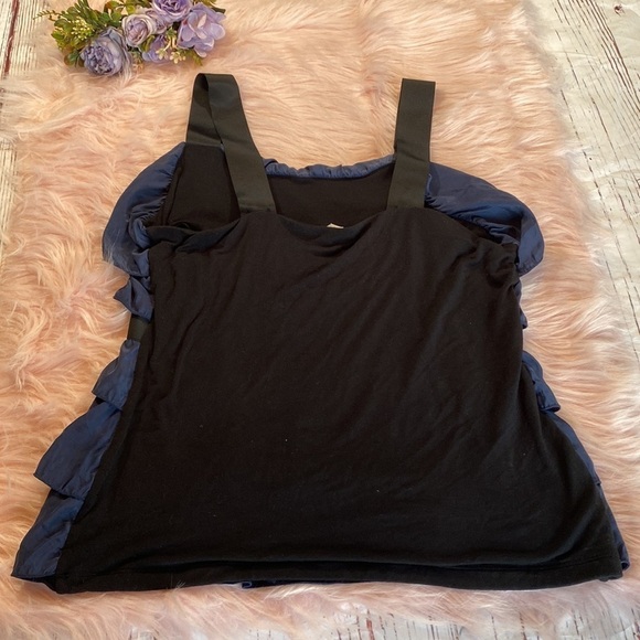 Anthropologie Bordeaux Blue Ruffle Layered Tank Top sz M - Picture 10 of 13